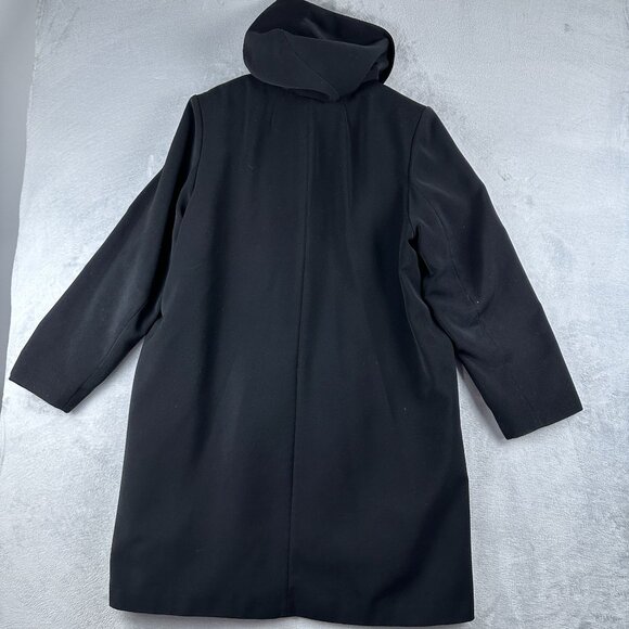 Gallery Maxi Coat Collar Detachable Hood Women's Size Large Button Front Black - Picture 3 of 14